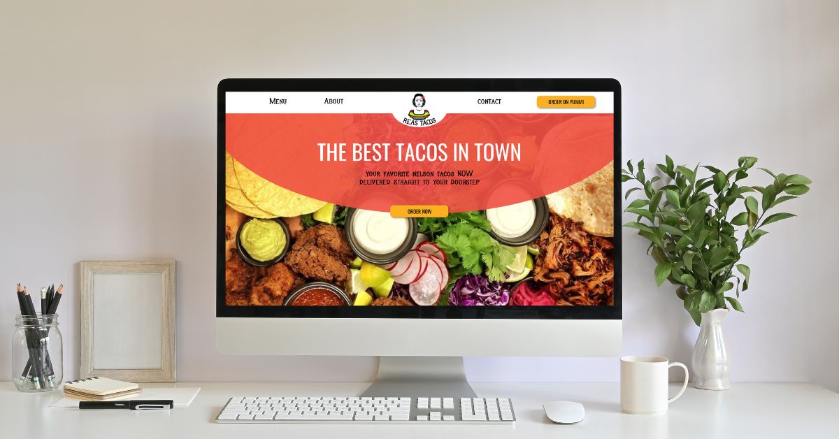 Unique Website Mockup of Jerrett Digital's Taco Website Using SHape and Color to Draw In The Eye