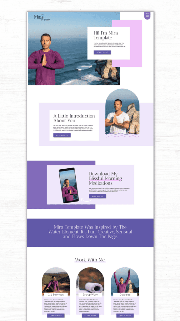 Mira Showit Website Template for Yoga Teachers by Jerrett Digital | Purple Color Aesthetic Web Design