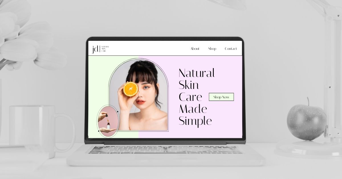 Jerrett Digital Skincare Brand Website Header Mockup